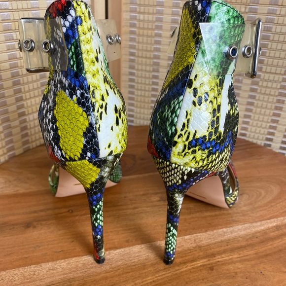 🔶Lemon Drop Zaya Ankle Strap Multi Color Pumps Pointed Toe High Heels Size 7 - Picture 5 of 7